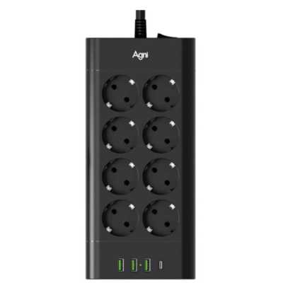 Сетевой фильтр AGNI TP-FA4U8E-C-2m-black