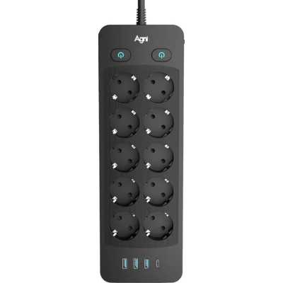 сетевой фильтр AGNI TP-FO4U10E-С-5M-Black
