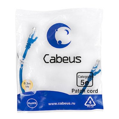 патч-корд Cabeus PC-UTP-RJ45-Cat.5e-0.3m-BL