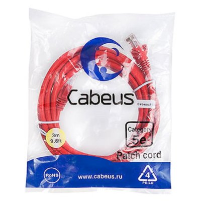патч-корд Cabeus PC-UTP-RJ45-Cat.5e-3m-RD