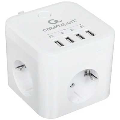 Сетевой фильтр Cablexpert Cube CUBE-3-U4-W-1.5