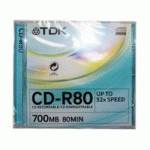 Диск CD-R TDK 80m, 700Mb, 52x Jewel