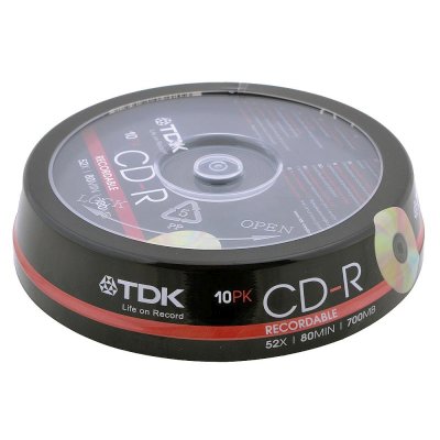 диск CD-R TDK 700Mb 52x 10шт CakeBox