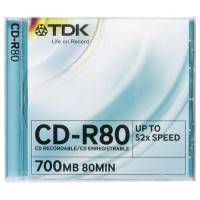 Диск CD-R TDK 80m, 700Mb, 52x