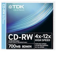 Диск CD-RW TDK HiSpeed 4-12x, 700Mb t18792