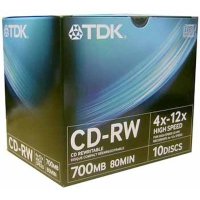Диск CD-RW TDK HiSpeed 8x-12x, 700Mb