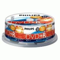 Диск DVD+R Philips 4.7Gb 16x 25 шт Cake Box