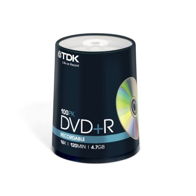 диск DVD+R TDK 4,7Gb 16x 100 шт Cake Box