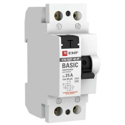 УЗО EKF 30мА тип AC ВДТ-40 2 полюса 25 А elcb-2-25-30e-sim