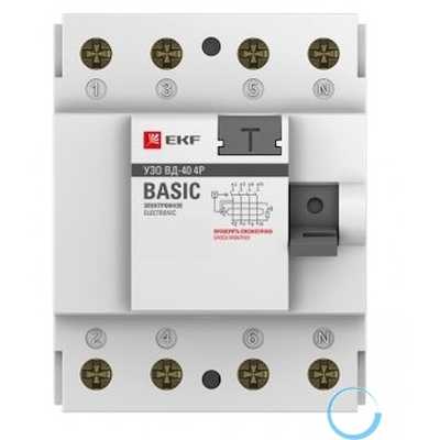 автоматический выключатель EKF 30мА тип AC ВДТ-40 4 полюса 40 А elcb-4-40-30e-sim