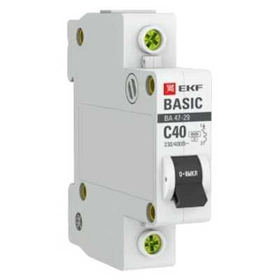 автоматический выключатель EKF ВА 47-29 1P (C) 4.5kA 40 А mcb4729-1-40C