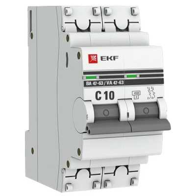 автоматический выключатель EKF ВА 47-63 2P (C) 4.5kA 10 А mcb4763-2-10C-pro