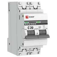 Автоматический выключатель EKF ВА 47-63 2P (C) 4.5kA 20 А mcb4763-2-20C-pro