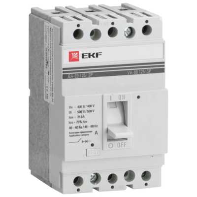 автоматический выключатель EKF ВА-99/125 3P (термомагнитный) 25kA 25 А mccb99-125-25