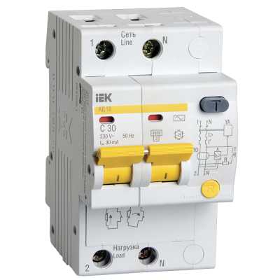 дифференциальный автоматический выключатель IEK АД12 2Р 32А 30мА MAD10-2-032-C-030
