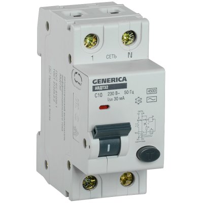 автоматический выключатель дифференциального тока IEK АВДТ32 C10 Generica MAD25-5-010-C-30