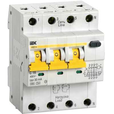 автоматический выключатель IEK АВДТ34 C16 30мА MAD22-6-016-C-30