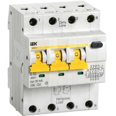 автоматический выключатель дифференциального тока IEK АВДТ34 C32 30мА MAD22-6-032-C-30