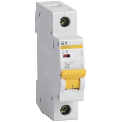 автоматический выключатель IEK ВА 47-29 1P (C) 4.5kA 16А MVA20-1-016-C