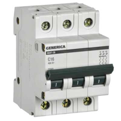 автоматический выключатель IEK ВА47-29 3Р 16А 4,5кА С Generica MVA25-3-016-C