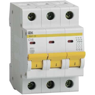 автоматический выключатель IEK ВА47-29 3Р 16А 4,5кА С MVA20-3-016-C