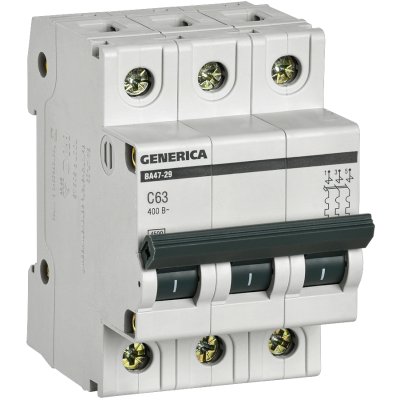 автоматический выключатель IEK ВА47-29 3Р 63А 4,5кА С Generica MVA25-3-063-C