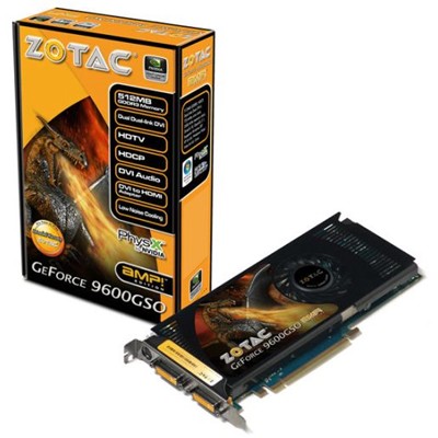 видеокарта PCI-Ex 512Mb Zotac 9600GSO AMP