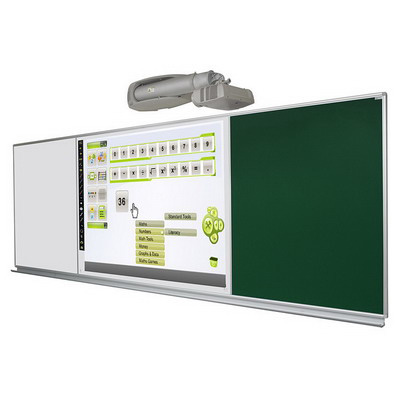 интерактивная доска Polyvision eno flex 2620A+две металло-керамические белые и зеленые поверхности на рельсовой сис