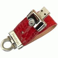 Флешка Prestigio 4GB Leather Flash Drive PLDF4096CRREDT3