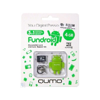 карта памяти Qumo 4GB Micro Secure Digital QM4GCR-MSD10-FD-GRN