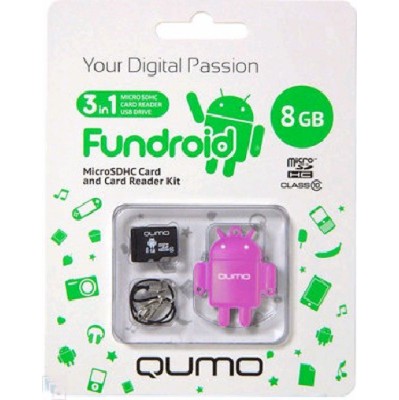 карта памяти Qumo 8GB QM8GCR-MSD10-FD-PNK
