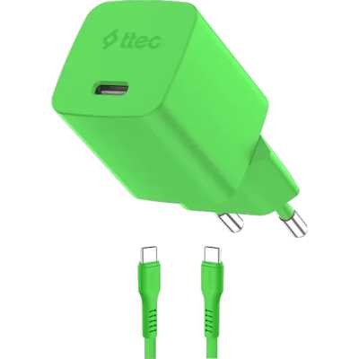 сетевое зарядное устройство TTEC SmartCharger GAN 45W Neon Green 2SCG45CNY