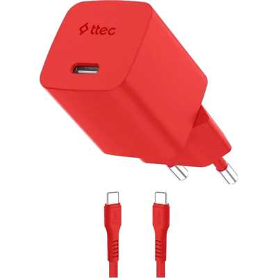 Сетевое зарядное устройство TTEC SmartCharger GAN 45W Neon Red 2SCG45CNK