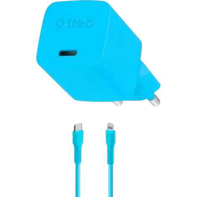 сетевое зарядное устройство TTEC SmartCharger Pro GAN 20W Neon Blue 2SCG20LNM