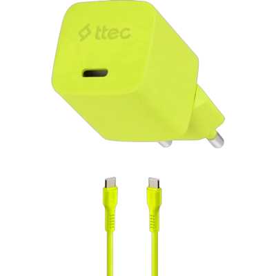 сетевое зарядное устройство TTEC SmartCharger Pro GAN 20W Neon Yellow 2SCG20CNS